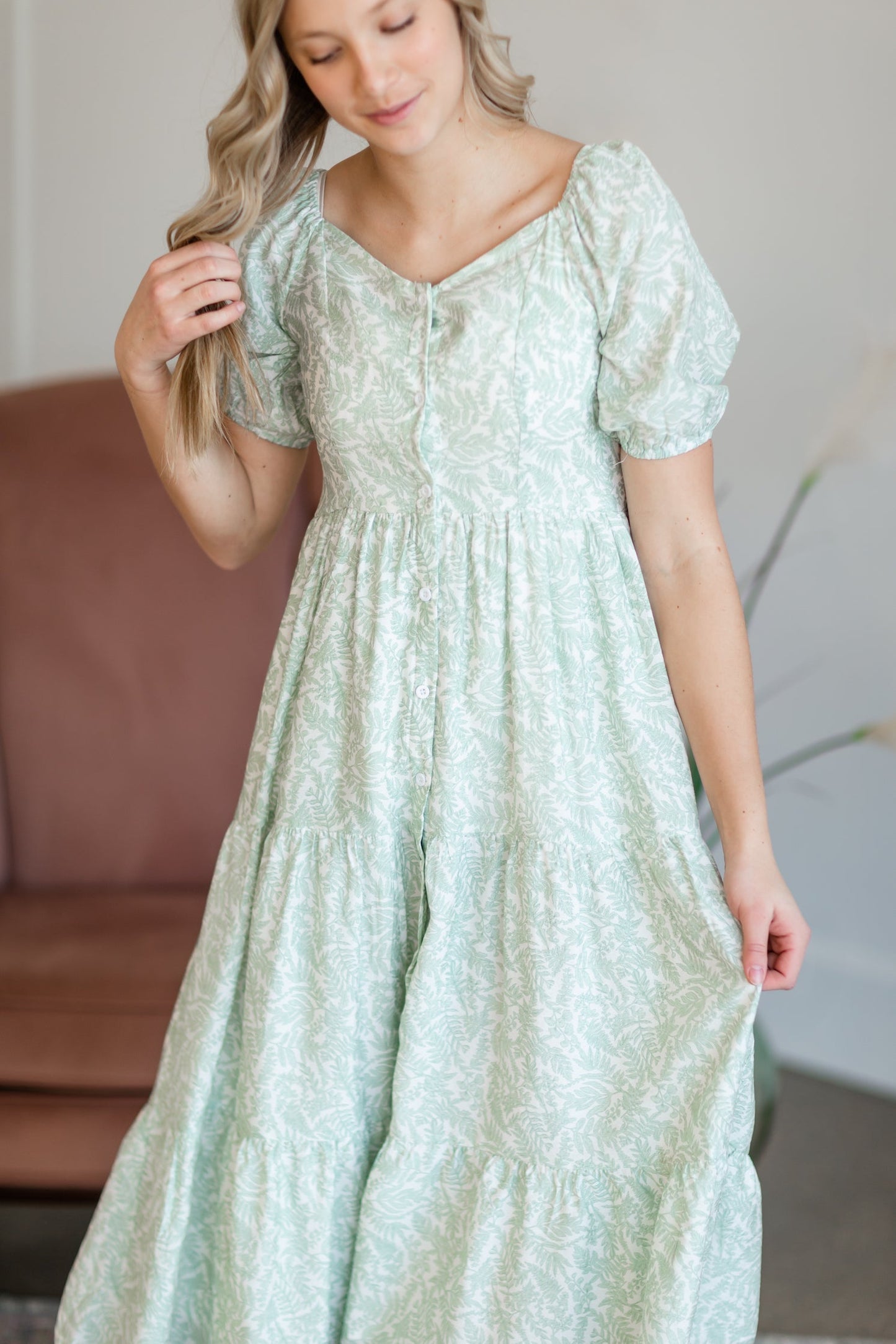 Button Up Tiered Midi Dress Dresses Mikarose