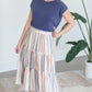 Button Up Tiered Striped Skirt Skirts