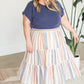 Button Up Tiered Striped Skirt Skirts
