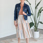 Button Up Tiered Striped Skirt Skirts