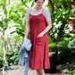 Tank style coral colored faux button midi dress