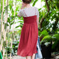 Tank style coral colored faux button midi dress