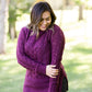 women's cable knit taupe or plum sweater