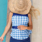 Caley Gingham Peplum Swim Top Tops
