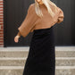 Camel Balloon Sleeve Knit Sweater Tops LUSH