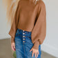 Camel Balloon Sleeve Knit Sweater Tops LUSH