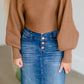 Camel Balloon Sleeve Knit Sweater Tops LUSH