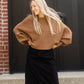 Camel Balloon Sleeve Knit Sweater Tops LUSH