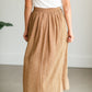 Camel Button Front Patterned Maxi Skirt Skirts