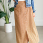 Camel Button Front Patterned Maxi Skirt Skirts