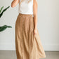 Camel Button Front Patterned Maxi Skirt Skirts