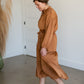 Camel Button Up Crinkle Tiered Midi Dress Dresses Dress Forum