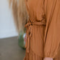 Camel Button Up Crinkle Tiered Midi Dress Dresses Dress Forum