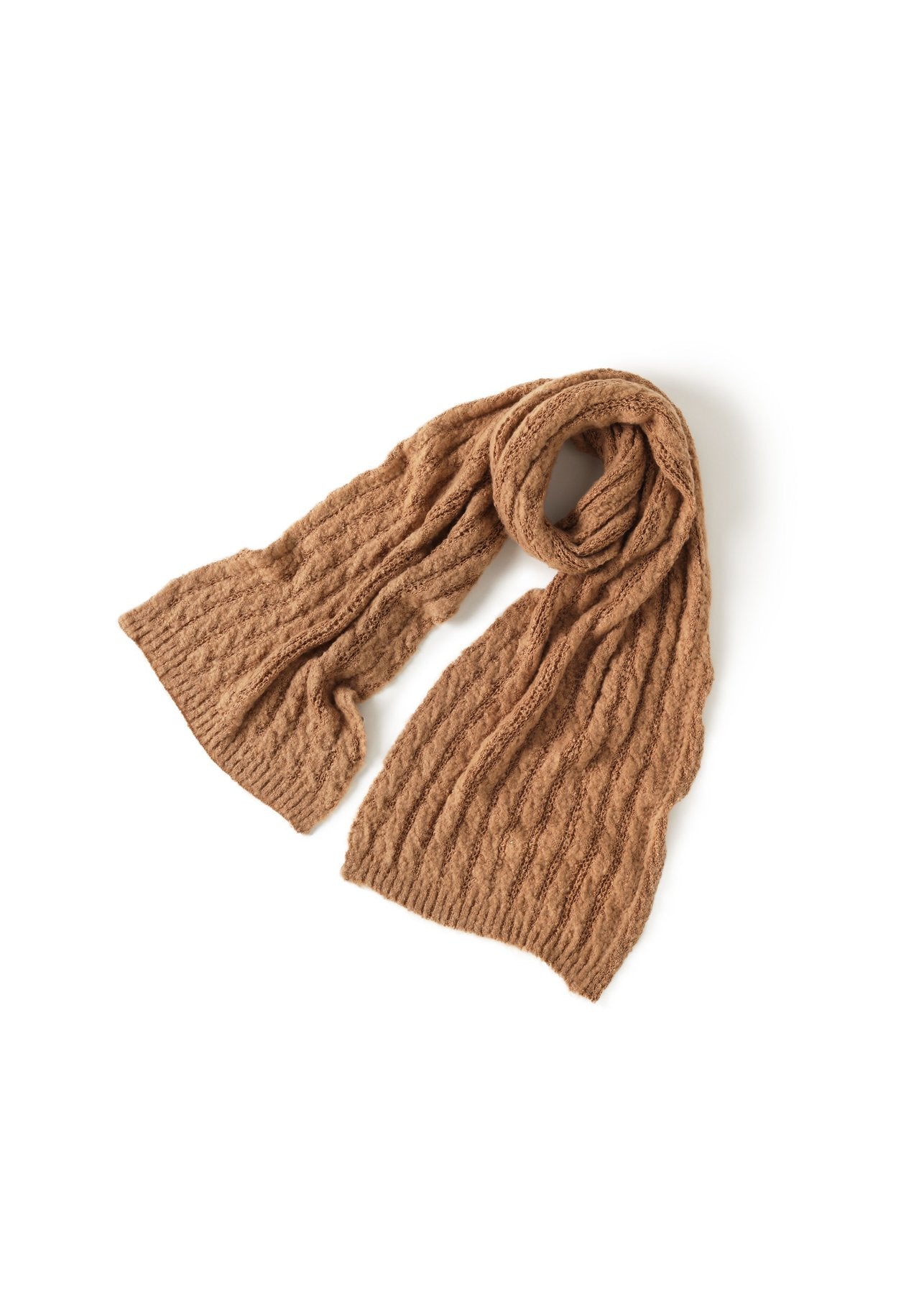 Camel Crochet Ribbed Scarf Accessories