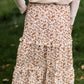 Camel Floral Ruffled Tiered Elastic Waist Midi Skirt Skirts Hayden Los Angeles