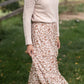 Camel Floral Ruffled Tiered Elastic Waist Midi Skirt Skirts Hayden Los Angeles