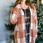 Camel Long Sleeve Plaid Cardigan Tops Polagram