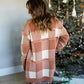 Camel Long Sleeve Plaid Cardigan Tops Polagram