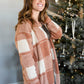 Camel Long Sleeve Plaid Cardigan Tops Polagram