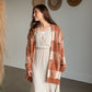 Camel Long Sleeve Plaid Cardigan Tops Polagram
