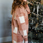 Camel Long Sleeve Plaid Cardigan Tops Polagram
