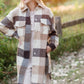 Camel Plaid Button Front Shacket Tops Polygram