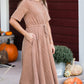 Camel Striped Knit Midi Dress - FINAL SALE Dresses