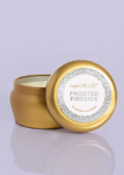 Capri Blue 3 oz. Mini Tin Candle Gifts Frosted Fireside