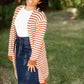 Caramel Striped Long Sleeve Cardigan - FINAL SALE Tops