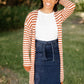 Caramel Striped Long Sleeve Cardigan - FINAL SALE Tops