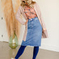 Carly Classic Light Denim Midi Skirt Skirts Inherit