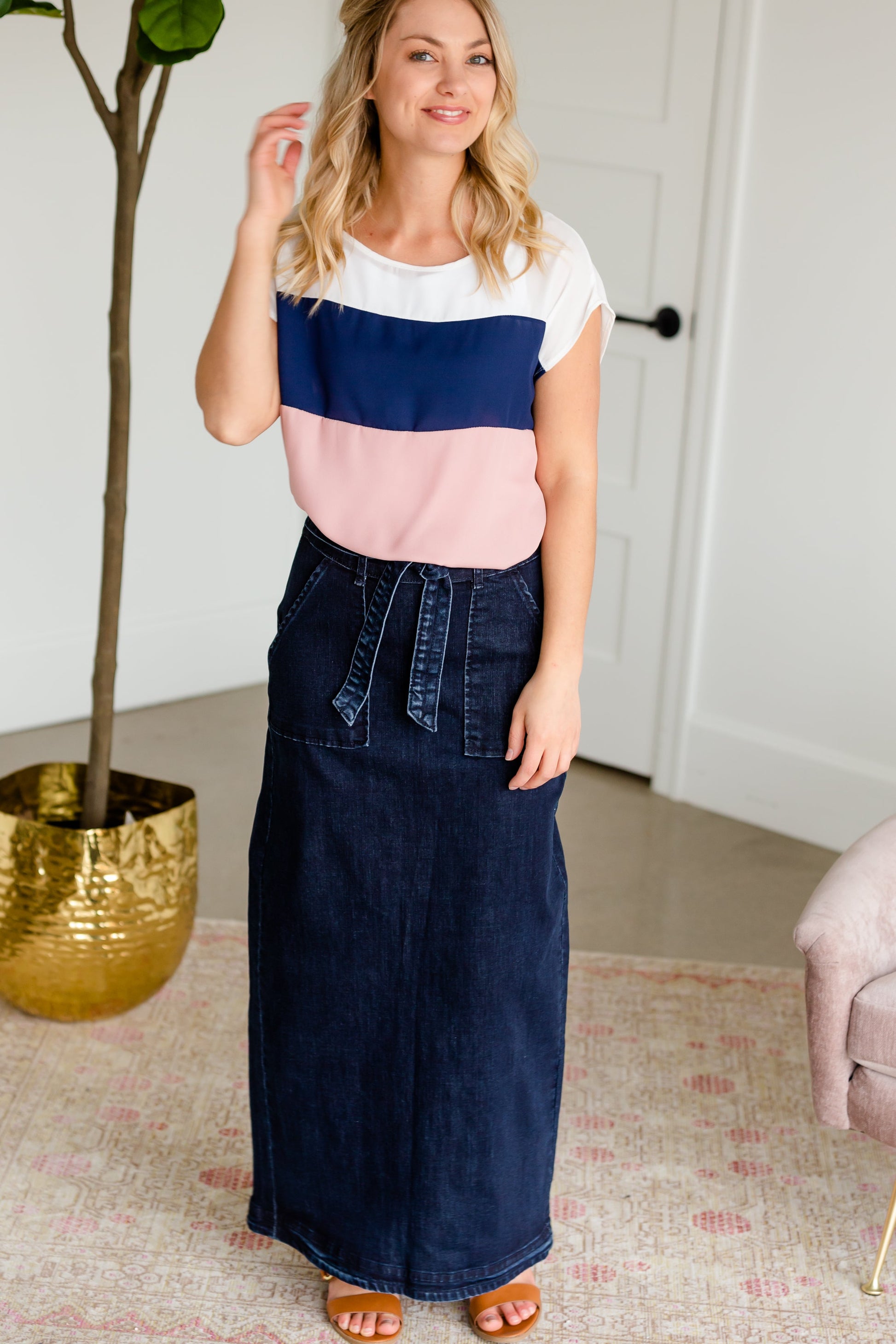 Caroline Paper Bag Tie Denim Jean Skirt - FINAL SALE Skirts