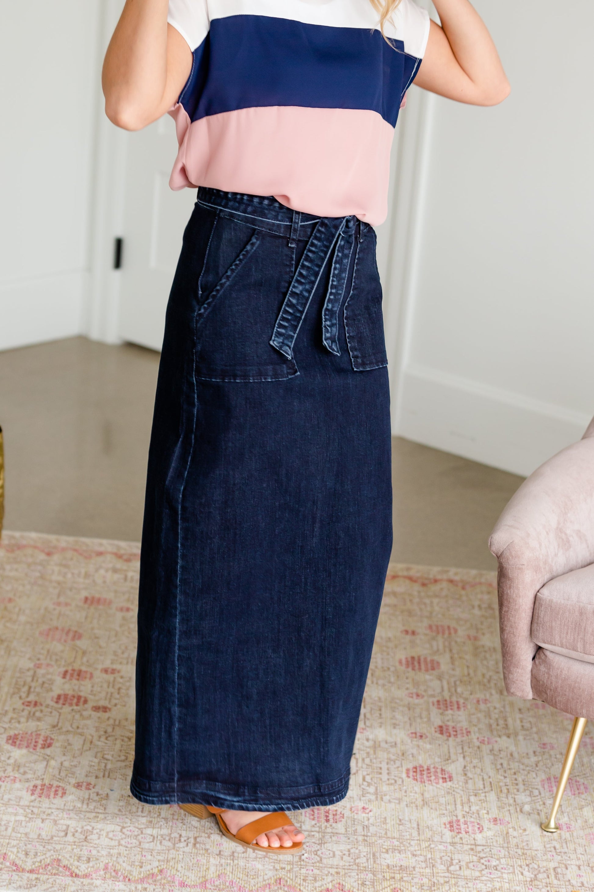 Caroline Paper Bag Tie Denim Jean Skirt - FINAL SALE Skirts