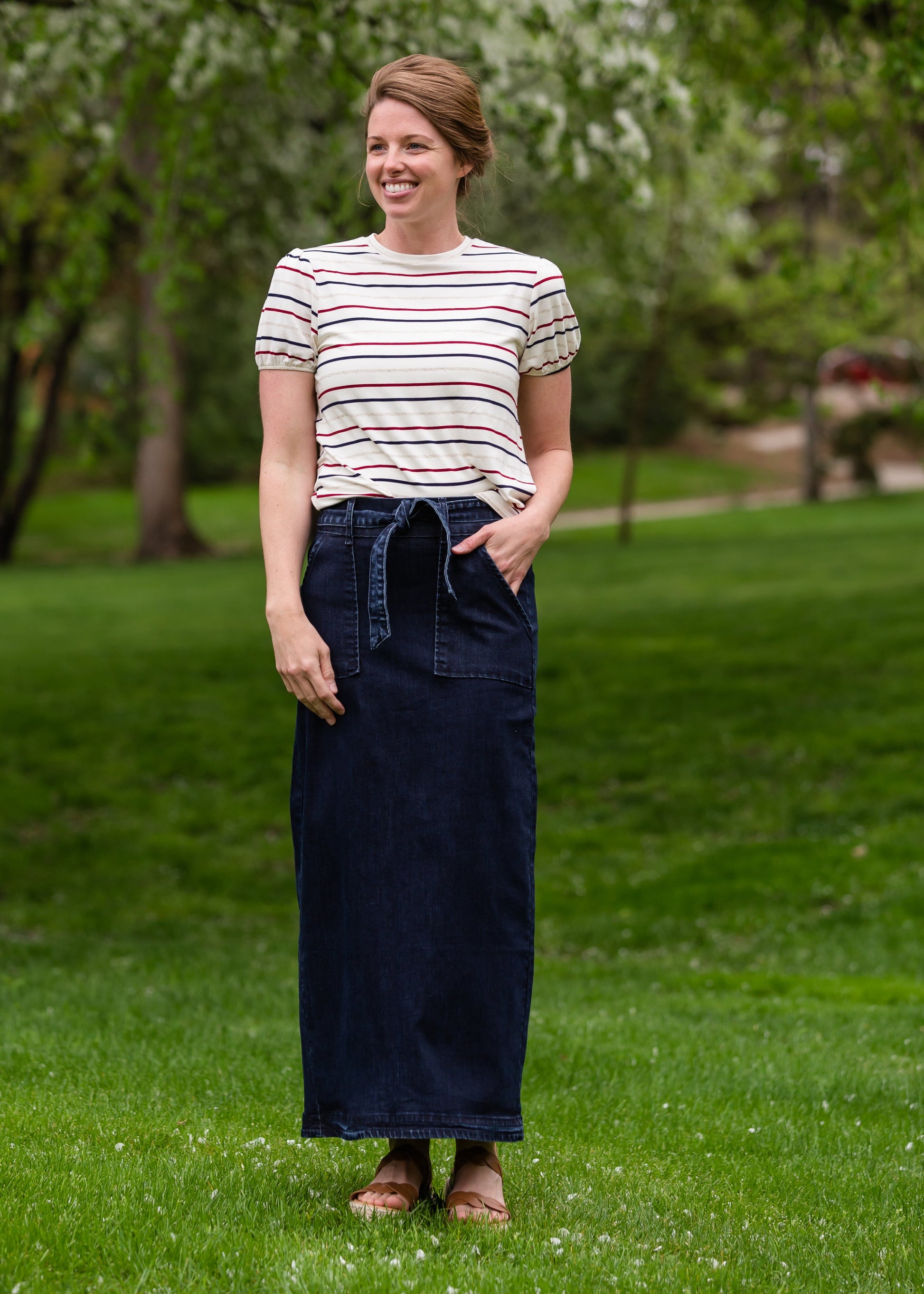 Caroline Paper Bag Tie Denim Jean Skirt - FINAL SALE Skirts