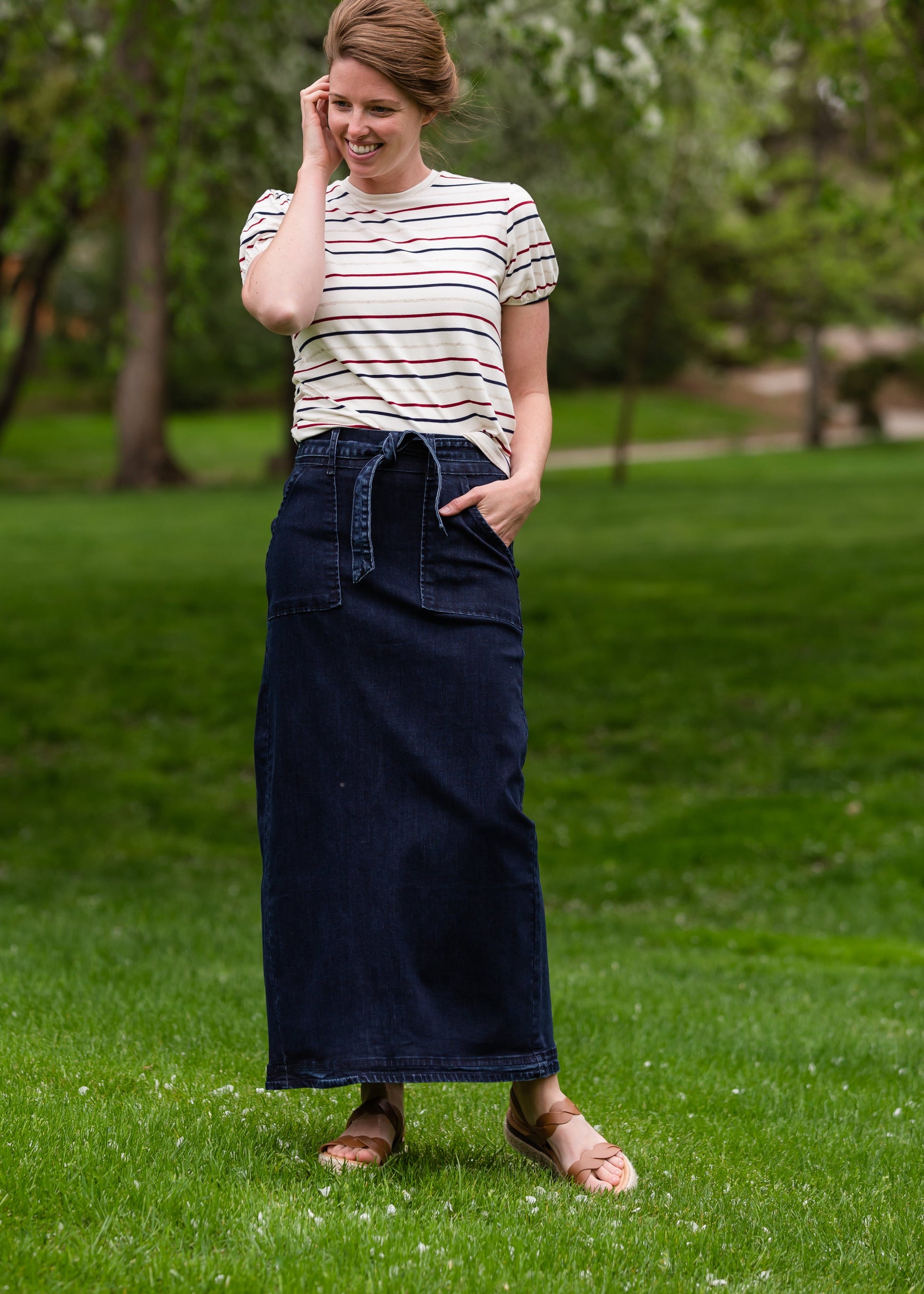 Caroline Paper Bag Tie Denim Jean Skirt - FINAL SALE Skirts