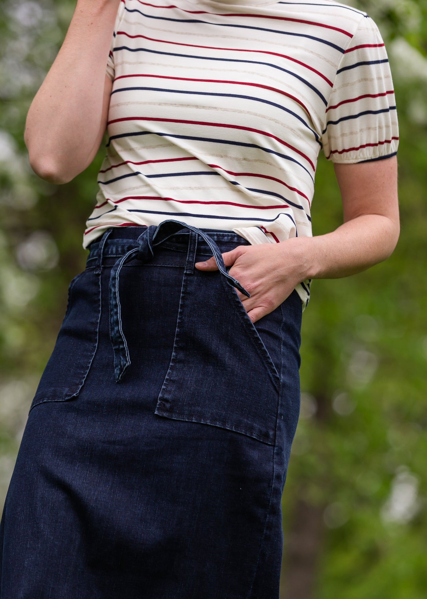 Caroline Paper Bag Tie Denim Jean Skirt - FINAL SALE Skirts