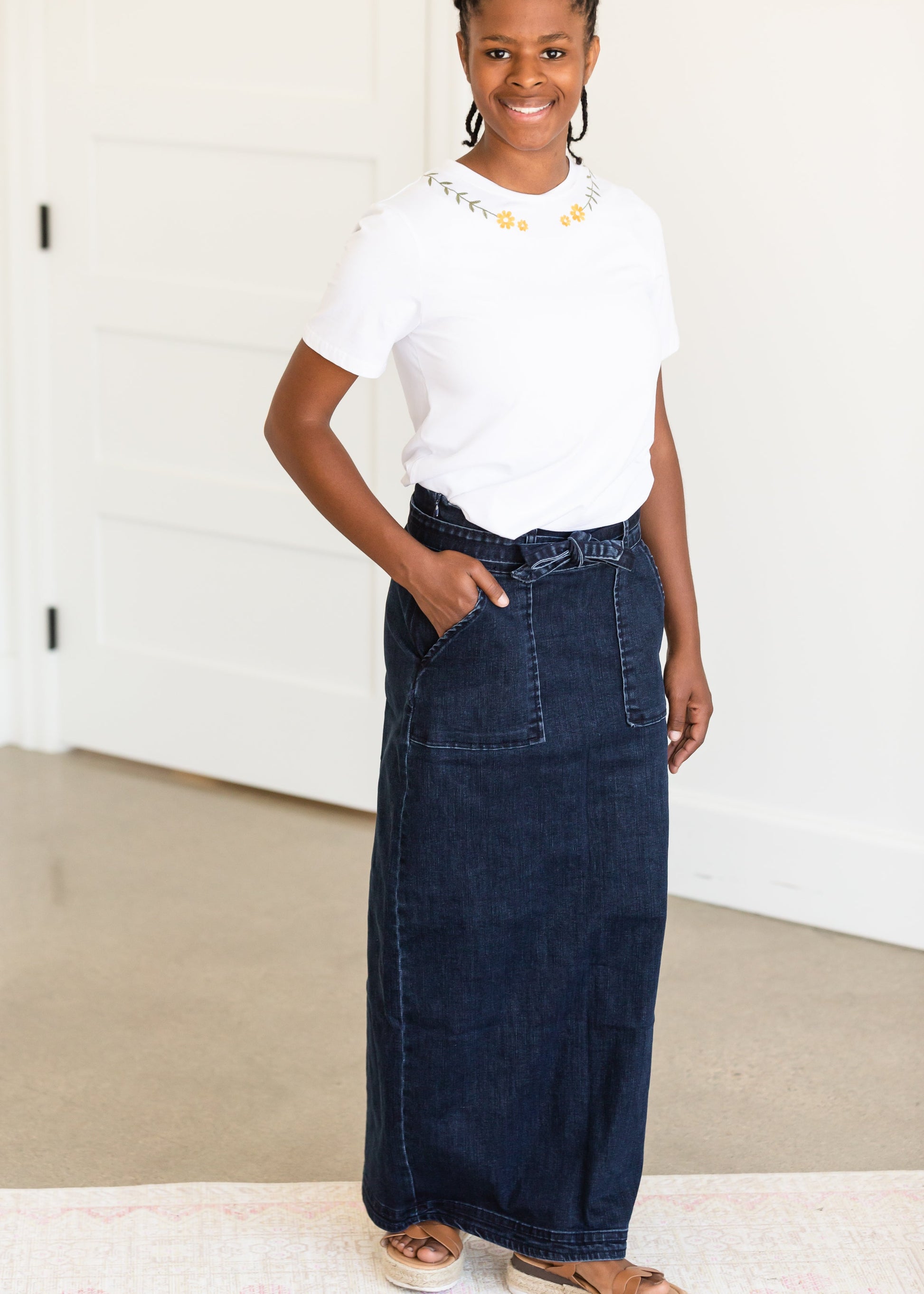 Caroline Paper Bag Tie Denim Jean Skirt - FINAL SALE Skirts
