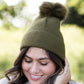 cashmere ribbed knit olive or blush hat