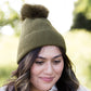 cashmere ribbed knit olive or blush hat