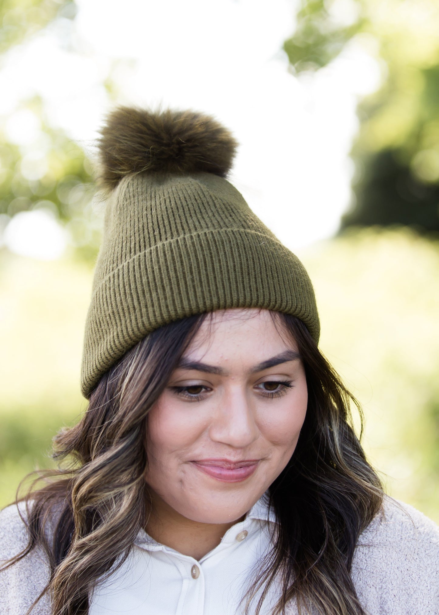 cashmere ribbed knit olive or blush hat