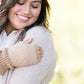 cashmere waffle knit hat and gloves in a taupe color