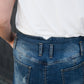 Long a-line denim skirt with a button detail