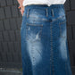 Long a-line denim skirt with a button detail