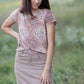 Casual Mosaic Print Top Tops BomBom