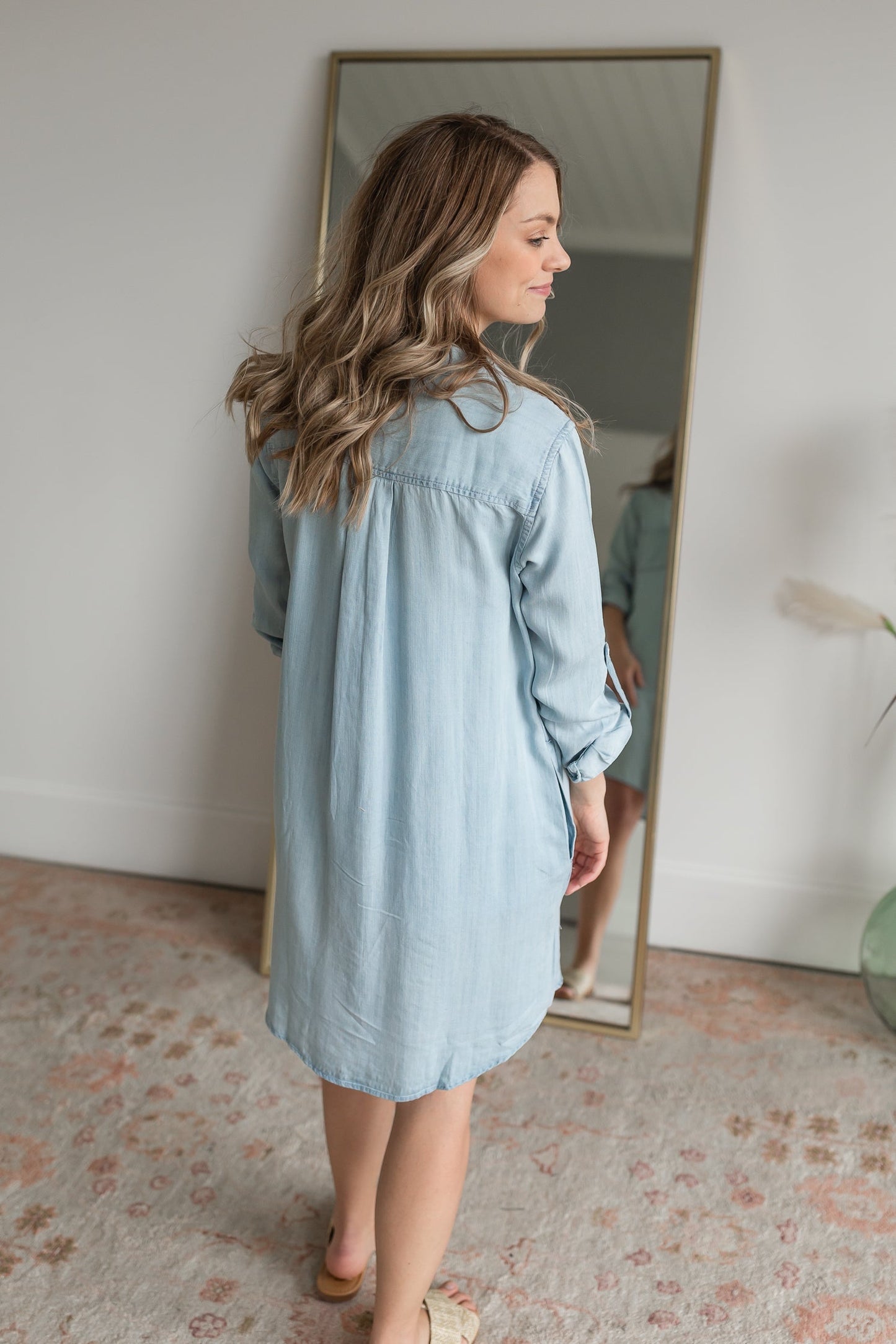 Chambray Button Up Dress Dresses Thread & Supply