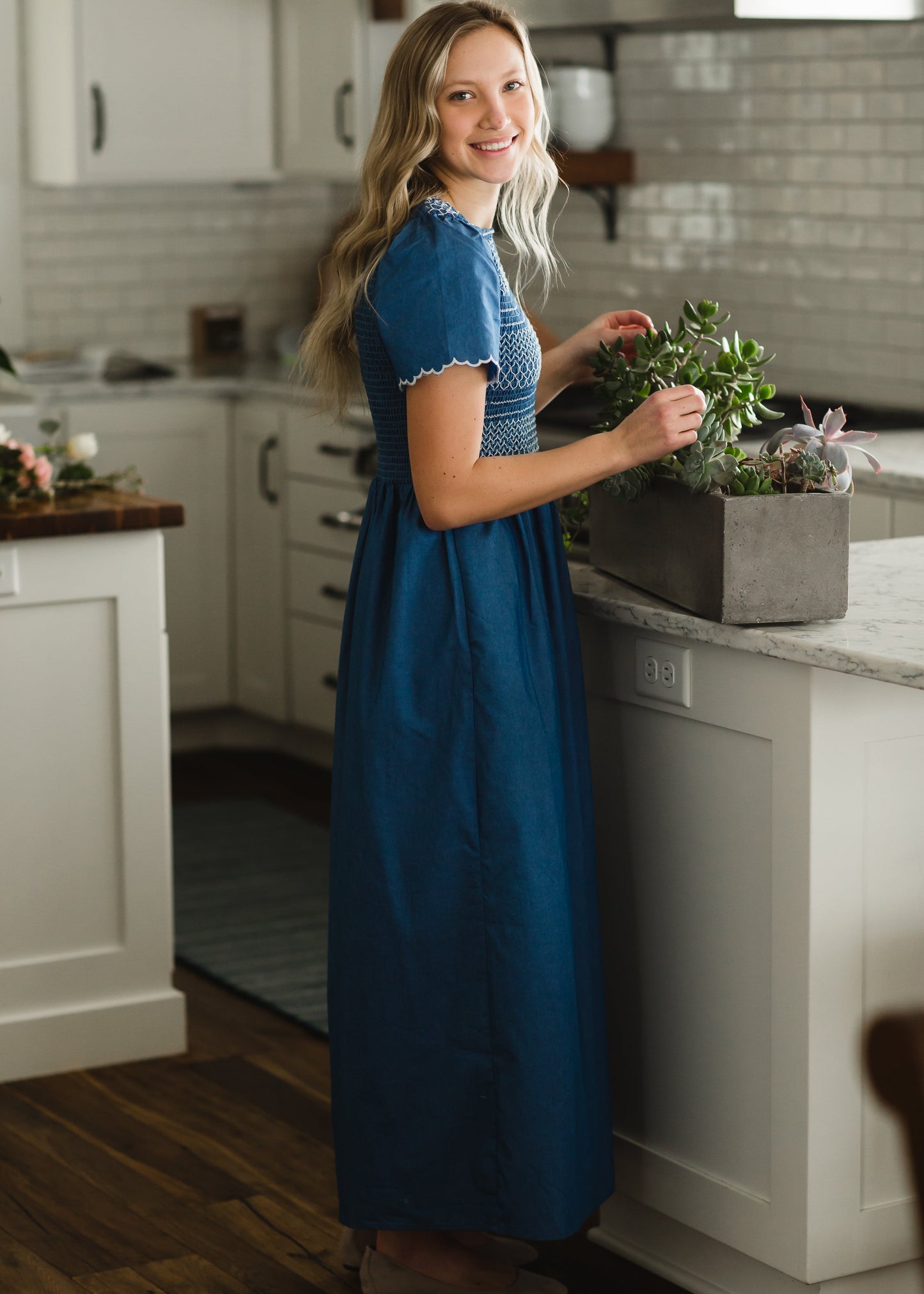 Chambray Smocked Top Maxi Dress - FINAL SALE Dresses