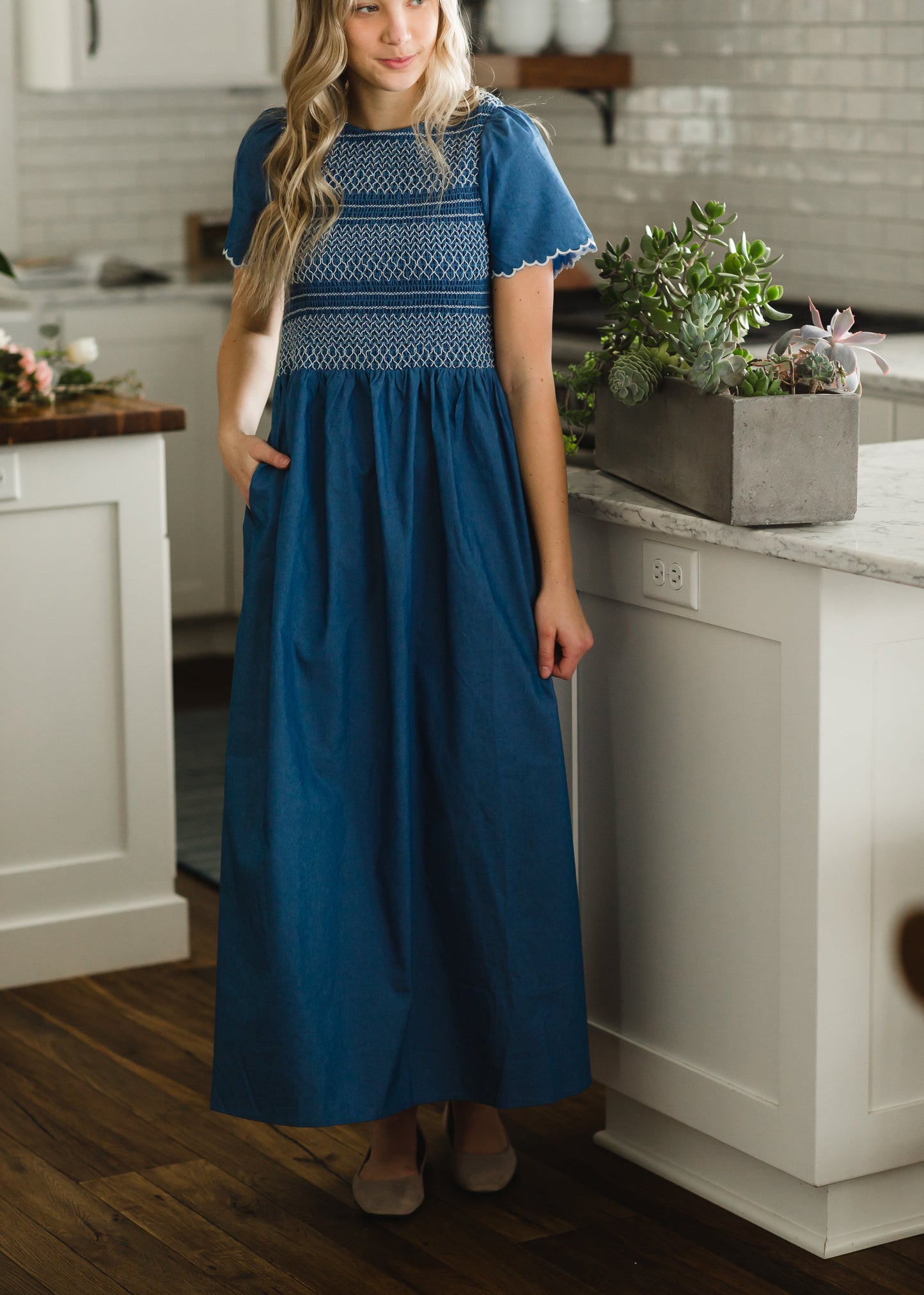 Chambray Smocked Top Maxi Dress - FINAL SALE Dresses