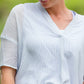 Chambray Striped 3/4 Sleeve Top - FINAL SALE Tops
