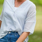 Chambray Striped 3/4 Sleeve Top - FINAL SALE Tops