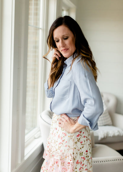 Chambray Style Denim Top - FINAL SALE Tops